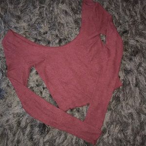 Maroon Off The Shoulder Long Sleeve